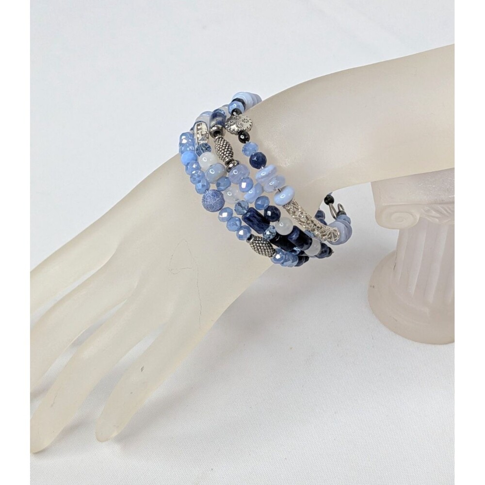 Adjustable Bracelet Set - Mixed Blue Gemstones & Silver - Picture 6 of 12